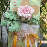 Luo Shen Crochet Rose Bouquet Card | Handcrafted Yarn Flower