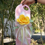 Handmade Crochet Yellow Rose on Greeting Card French Style Floral Present