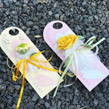 Handmade Crochet Yellow Rose on Greeting Card French Style Floral Present