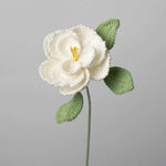 Handmade Crocheted French Rose Single Stem - Multicolor Knitted Artificial Flower