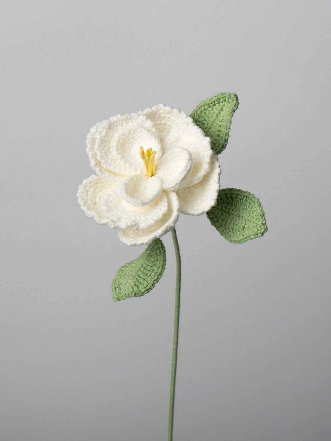 Handmade Crocheted French Rose Single Stem - Multicolor Knitted Artificial Flower