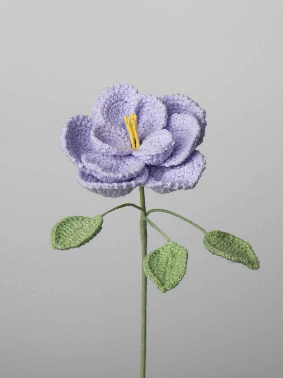 Handmade Crocheted French Rose Single Stem - Multicolor Knitted Artificial Flower