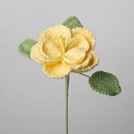 Handmade Crocheted French Rose Single Stem - Multicolor Knitted Artificial Flower