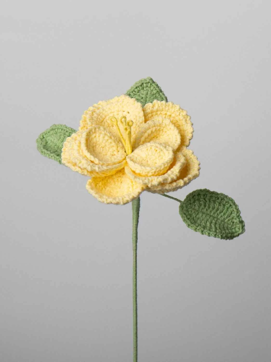 Handmade Crocheted French Rose Single Stem - Multicolor Knitted Artificial Flower