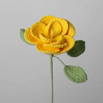Handmade Crocheted French Rose Single Stem - Multicolor Knitted Artificial Flower