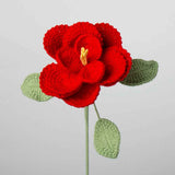 Handmade Crocheted French Rose Single Stem - Multicolor Knitted Artificial Flower