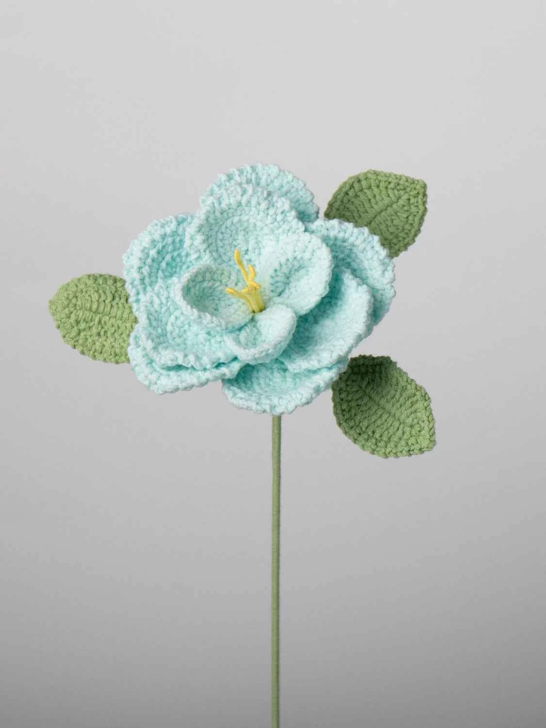 Handmade Crocheted French Rose Single Stem - Multicolor Knitted Artificial Flower