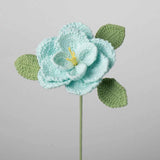 Handmade Crocheted French Rose Single Stem - Multicolor Knitted Artificial Flower