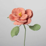Handmade Crocheted French Rose Single Stem - Multicolor Knitted Artificial Flower