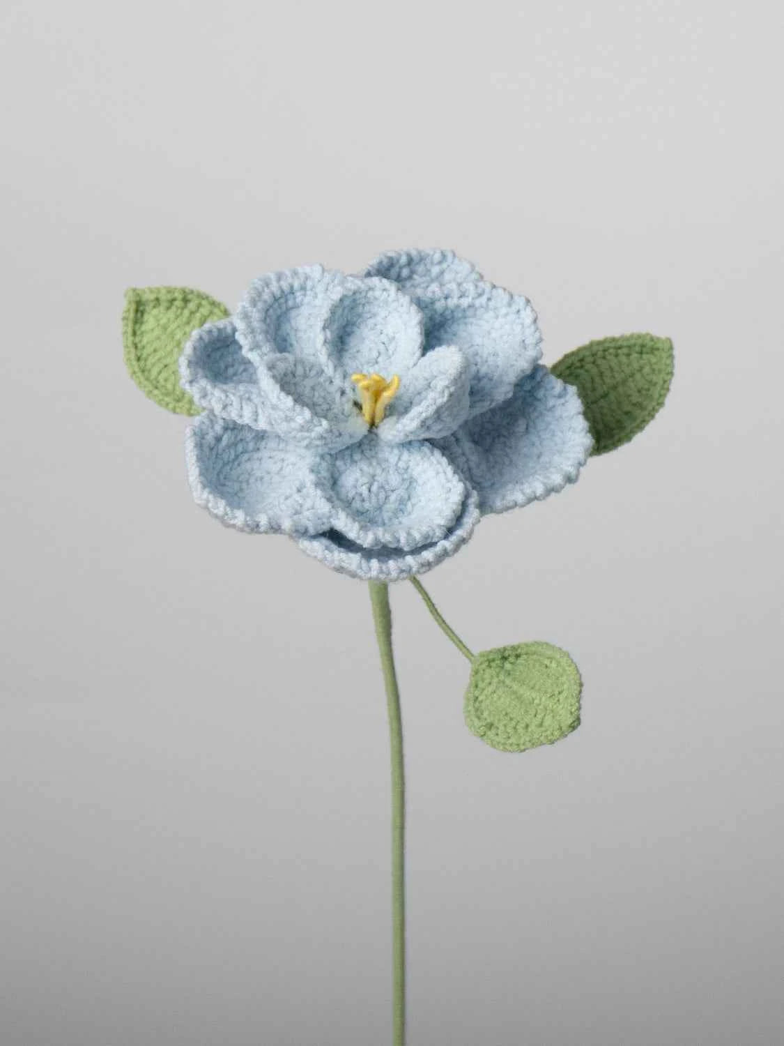 Handmade Crocheted French Rose Single Stem - Multicolor Knitted Artificial Flower