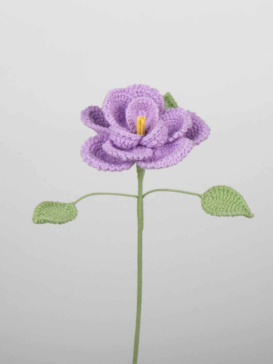 Handmade Crocheted French Rose Single Stem - Multicolor Knitted Artificial Flower