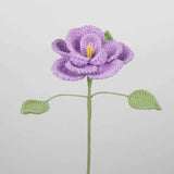 Handmade Crocheted French Rose Single Stem - Multicolor Knitted Artificial Flower