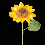 Handmade Single Layer Crochet Sunflower, Knitted Sunflower Stem, Forever Flower Gift for Home Decor, Graduation, Birthday