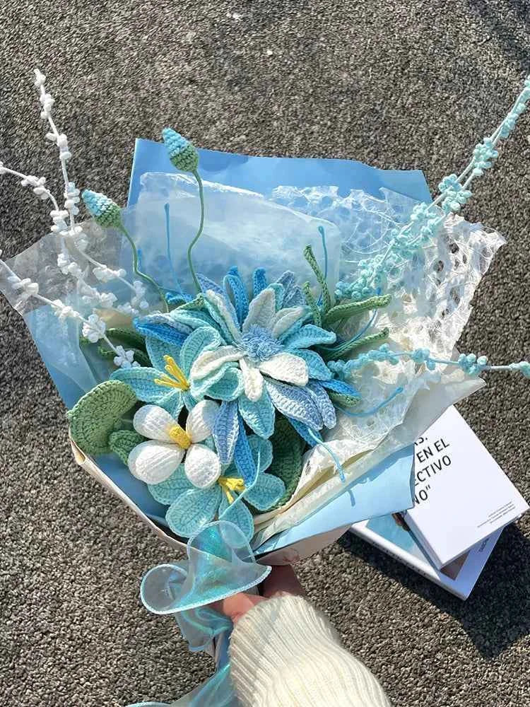 Lasting Blue Crochet Bouquet | Handmade Forever Gift（副本）