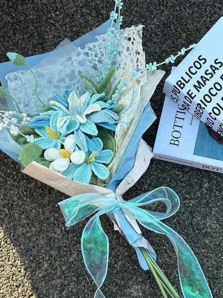 Lasting Blue Crochet Bouquet | Handmade Forever Gift（副本）