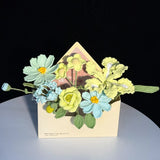 Mint Yellow Crochet Envelope Flower Bouquet, Handmade Knit Forever Floral Gift