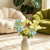 Mint Yellow Crochet Envelope Flower Bouquet, Handmade Knit Forever Floral Gift