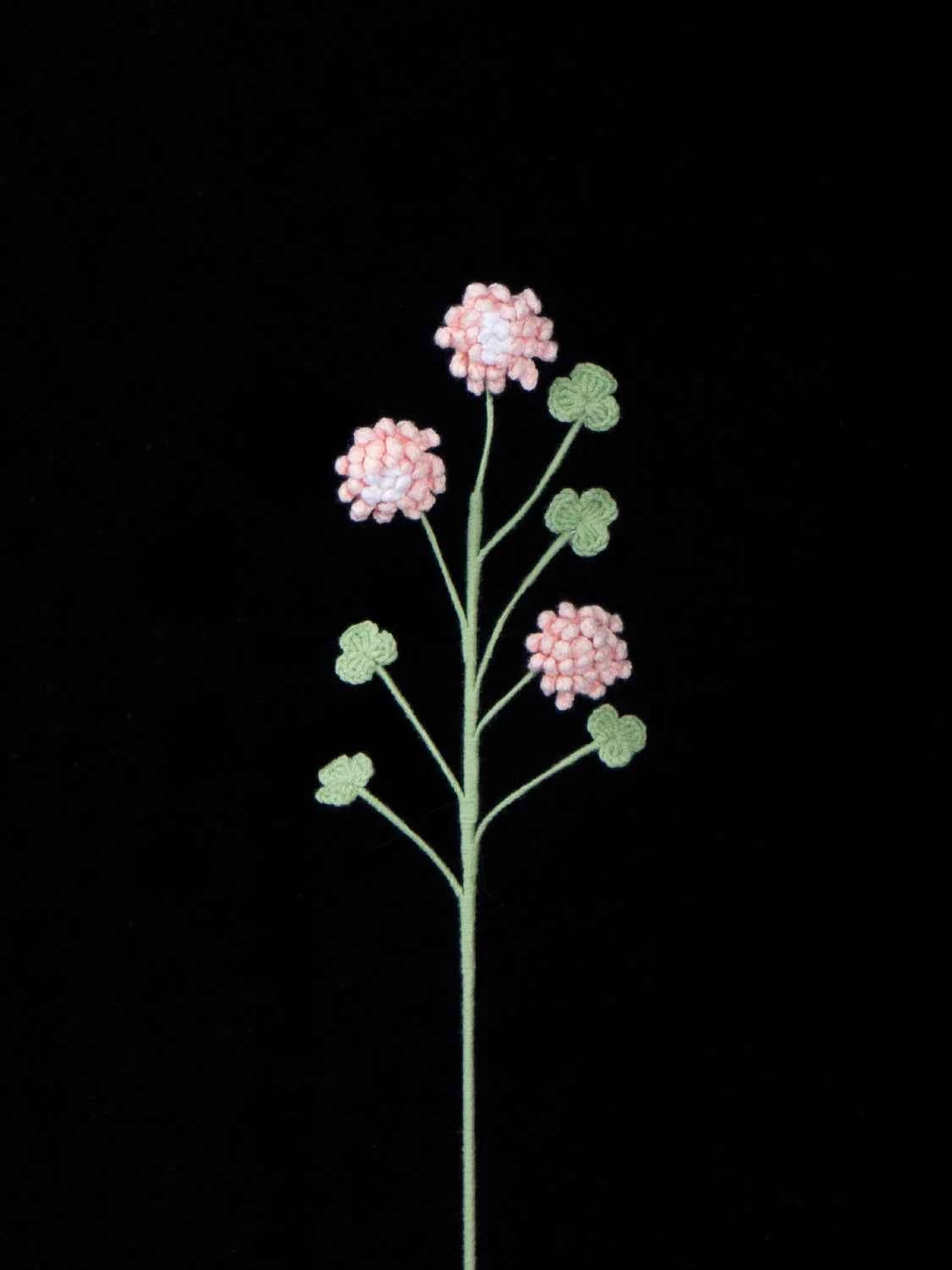 Pastel Crochet Clover Flower Bouquet | Handmade Lucky Clover Floral Arrangement
