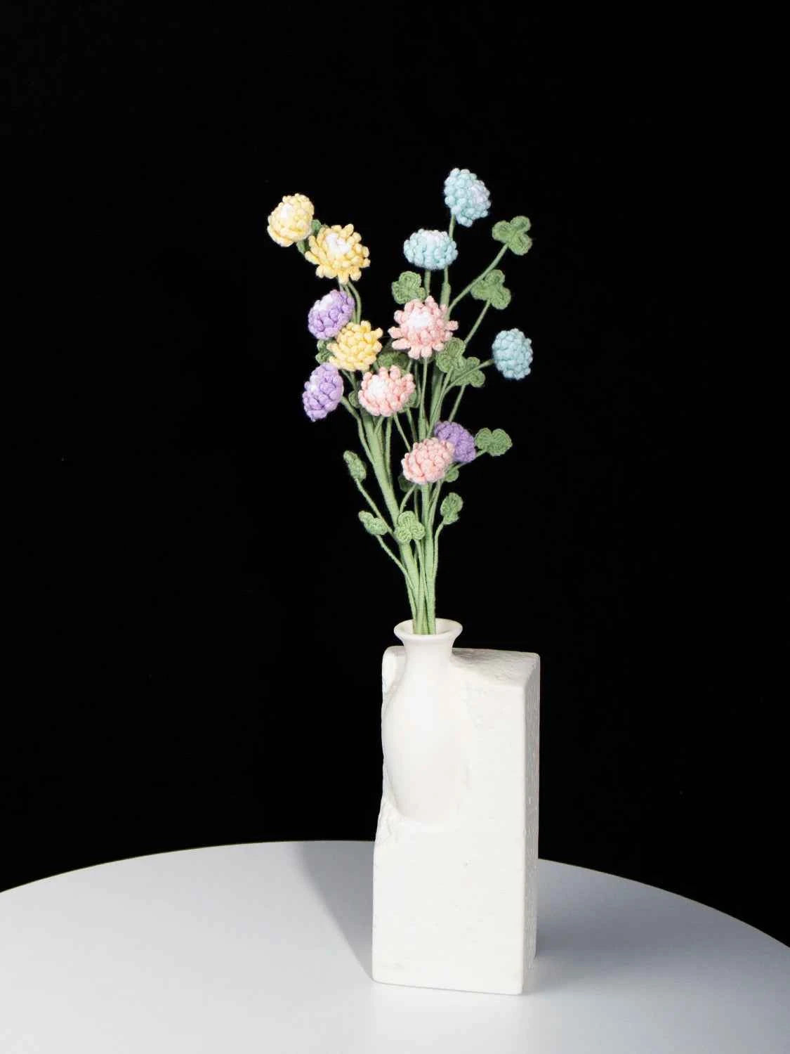 Pastel Crochet Clover Flower Bouquet | Handmade Lucky Clover Floral Arrangement