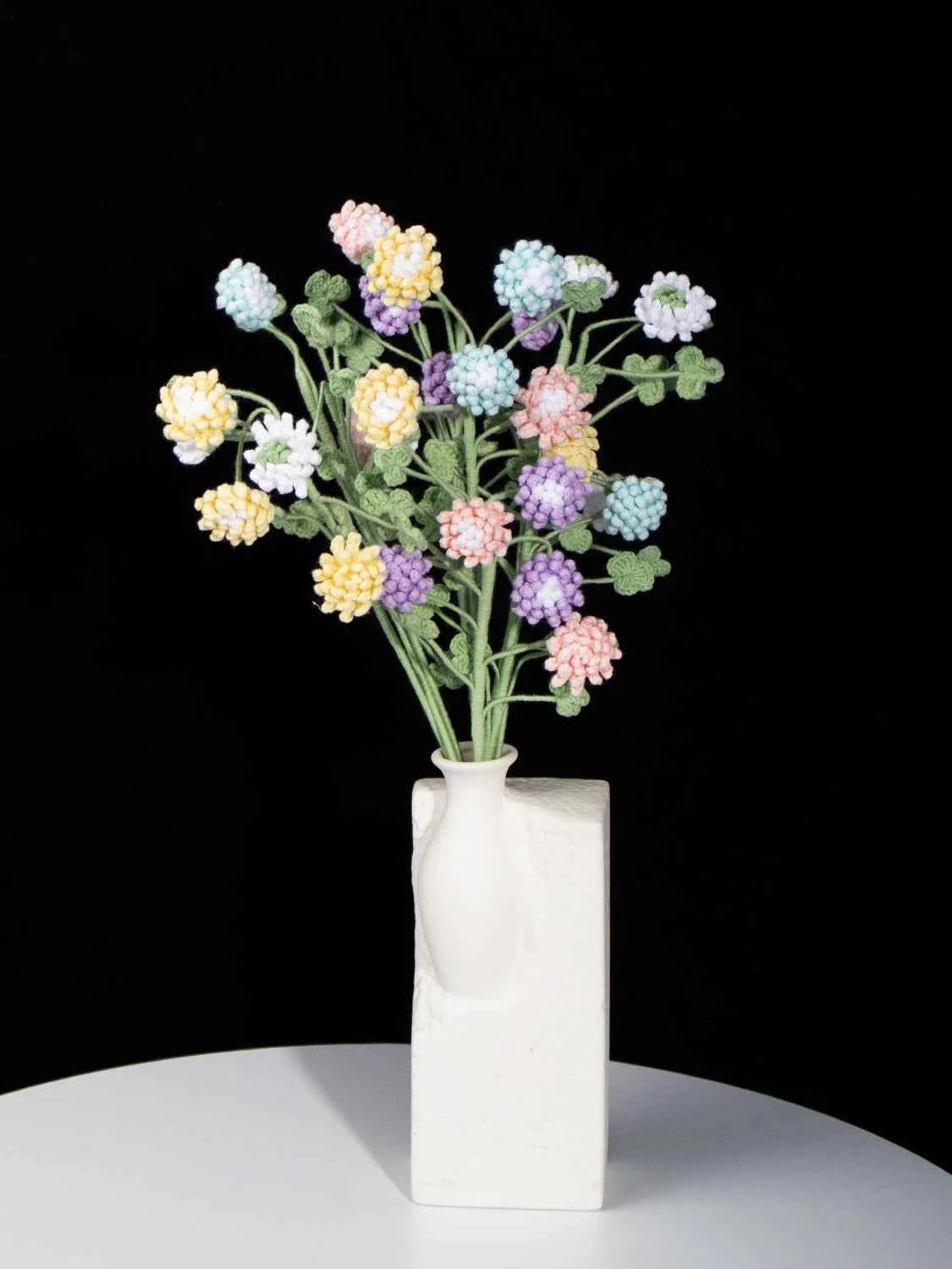 Pastel Crochet Clover Flower Bouquet | Handmade Lucky Clover Floral Arrangement
