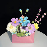 Pastel Crochet Envelope Flower Bouquet, Forever Handmade Knit Floral Decor