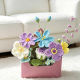 Pastel Crochet Envelope Flower Bouquet, Forever Handmade Knit Floral Decor