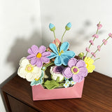 Pastel Crochet Envelope Flower Bouquet, Forever Handmade Knit Floral Decor