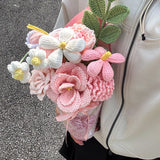 Pink Crochet Flower Bouquet Kit - All Materials Included | DIY French Rose, Luoshen Rose, Tulip, Plumeria Crochet Kit for Beginners with Tutorial