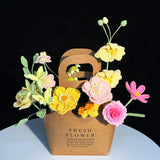 Sunny Pastel Crochet Flower Bouquet In Paper Bag