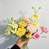 Sunny Pastel Crochet Flower Bouquet In Paper Bag