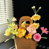 Sunny Pastel Crochet Flower Bouquet In Paper Bag
