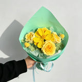 Sunny Yellow Plumeria Rose Crochet Bouquet, Eternal Handmade Forever Flower Gift