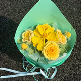 Sunny Yellow Plumeria Rose Crochet Bouquet, Eternal Handmade Forever Flower Gift