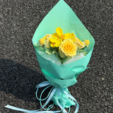 Sunny Yellow Plumeria Rose Crochet Bouquet, Eternal Handmade Forever Flower Gift
