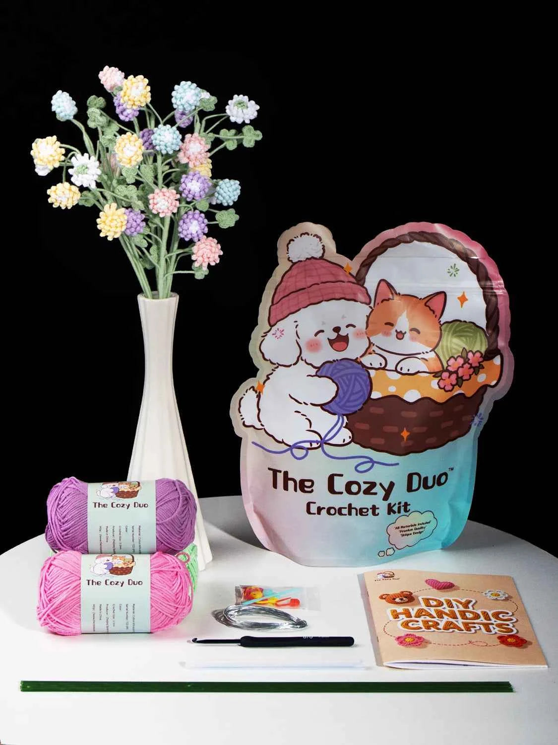 The Cozy Duo Clover Crochet Lucky Clover Flower Kit