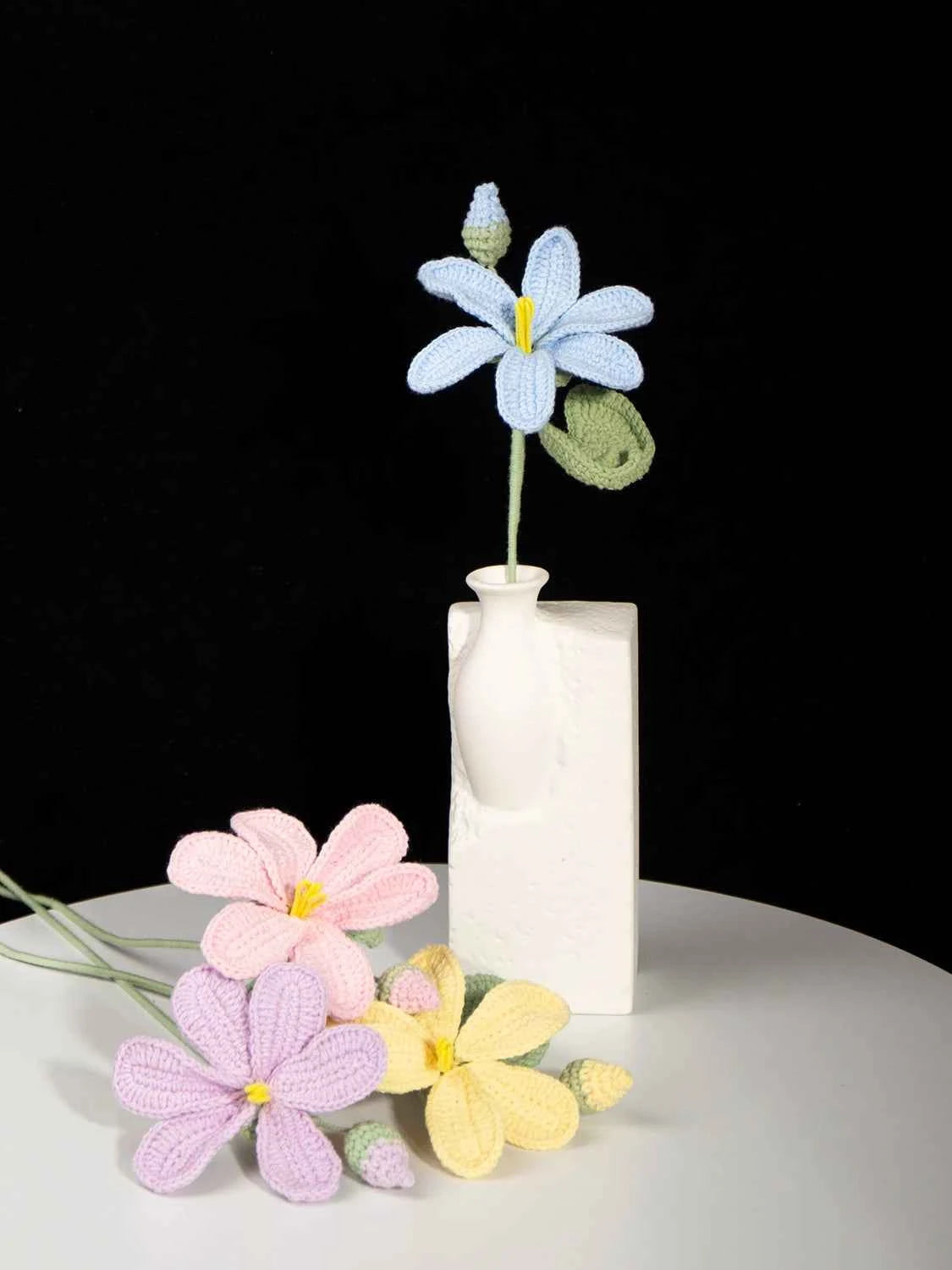 Vintage Tung Blossom Crochet Kit DIY May Snow Floral Craft Set with Yarn & Guide