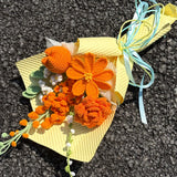 Warm Orange Cream Handmade Crochet Flower Bouquet, Eternal Knitted Floral Gift