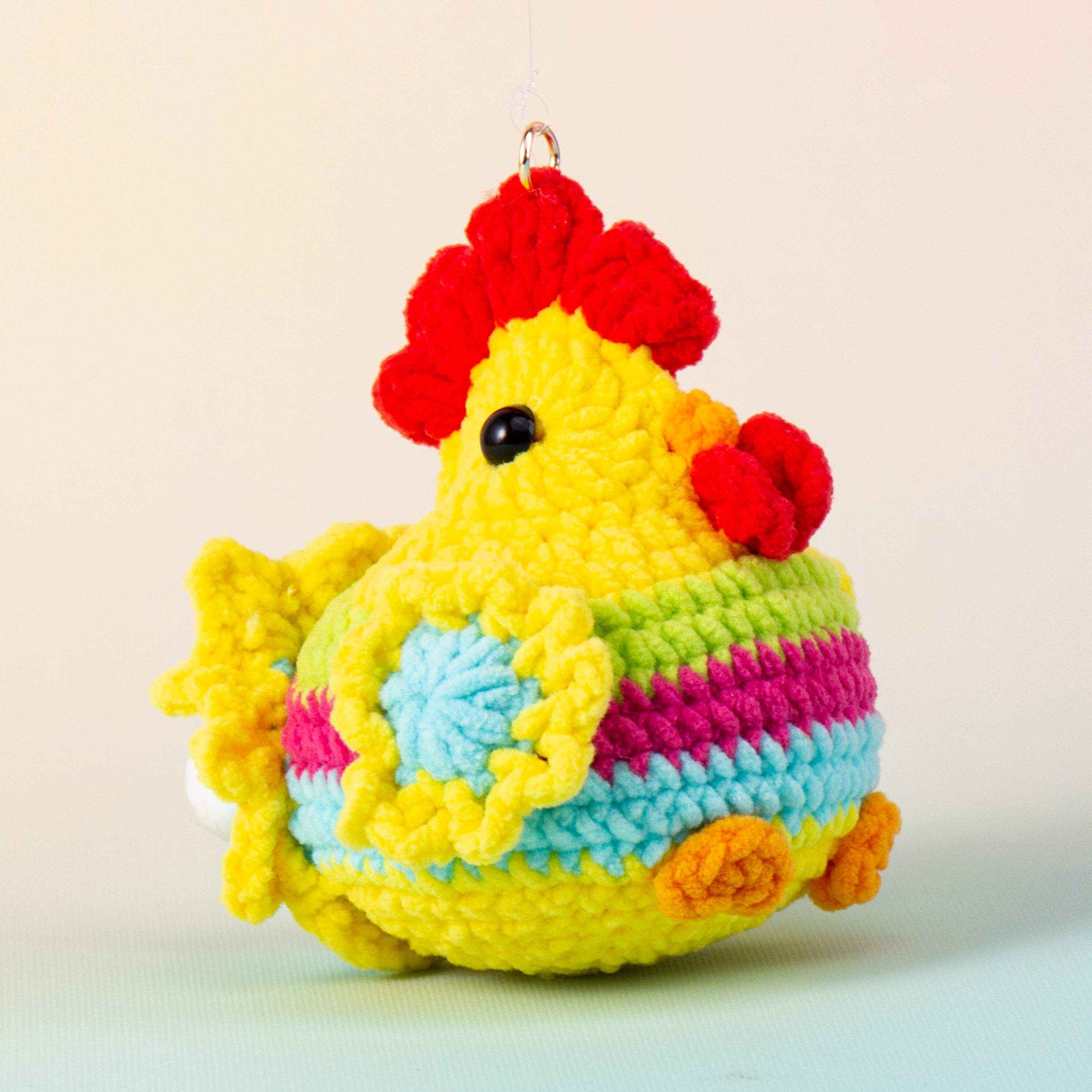 Egg-Laying Hen Crochet Kit Yellow with Keychain